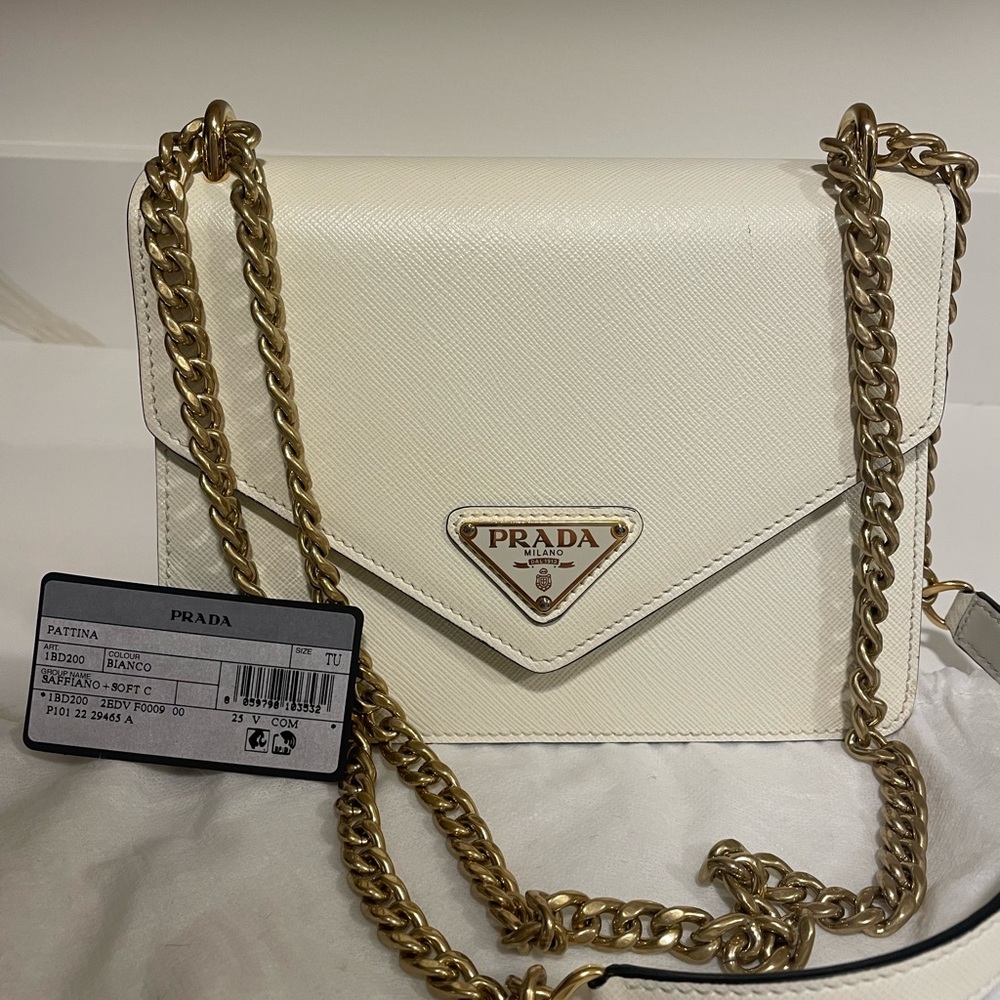 Ivory Prada Saffiano + Soft Calf Leather Cross Body - Pattina